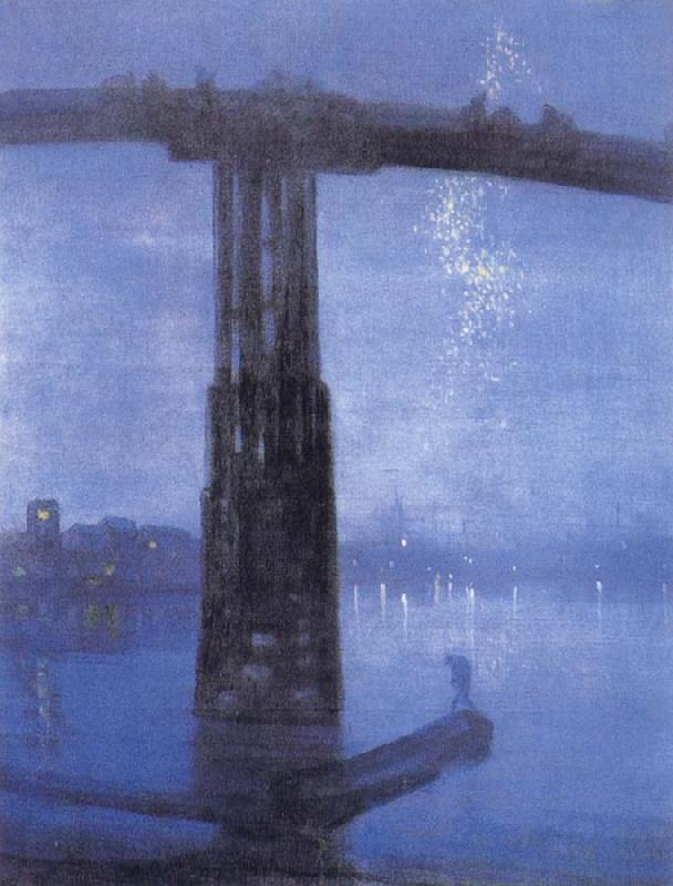 James Abbott McNeil Whistler Blue and Gold-Old Battersea Bridge France oil painting art